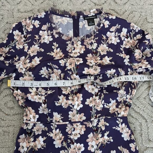 CLUB MONACO Purple Pink Kaveh Floral Print Chiffon Trim Dress size 0 @i - Picture 13 of 14